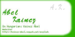 abel kaincz business card